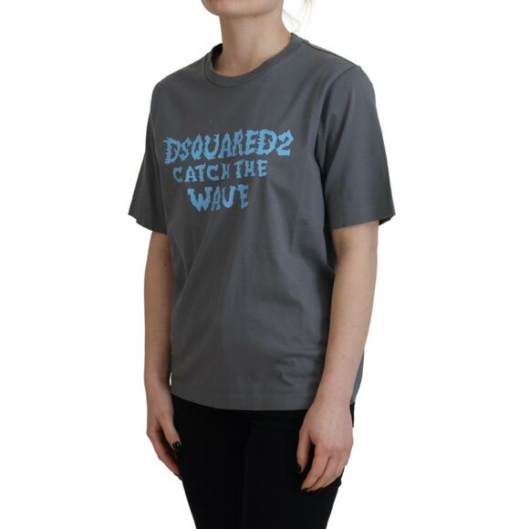 Dsquared² Gray Logo Cotton Crewneck Short Sleeve Tee Women's T-shirt (Pre-Owned) - Picture 2 of 5